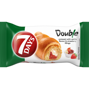 Raguolis 7 DAYS, su vanilės skonio įdaru ir braškių įdaru, 60 g