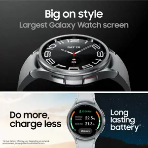 Samsung Galaxy Watch6 Classic SM-R960NZKAEUA, 3.81 cm (1.5"), OLED, Touchscreen, Wi-Fi, GPS (satellite), 59 g