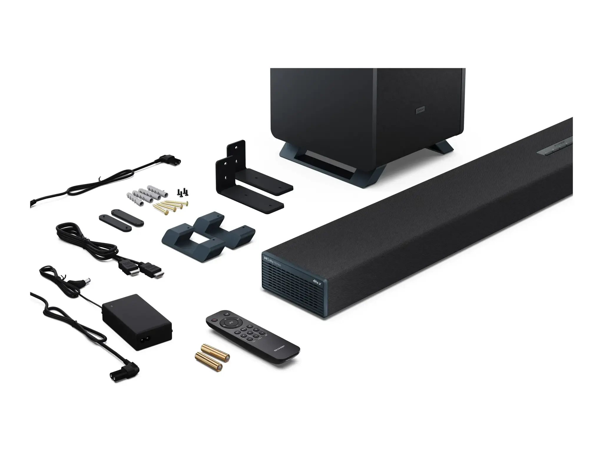Sharp | 5.1.2 Dolby Atmos/DTS:X Soundbar with Wireless Subwoofer | HT-SBW55121(BK) | Bluetooth