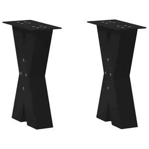 Kavos staliuko kojelės, X formos, 2 vnt., juodos, 28x(42-43) cm, plienas