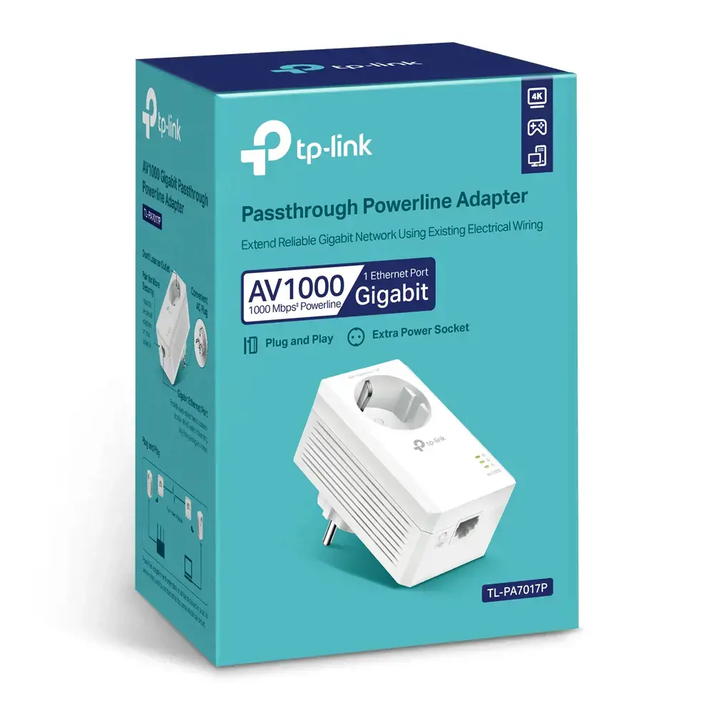 TP-Link TL-PA7017P, 1000 Mbps, IEEE 1901, IEEE 802.3, IEEE 802.3ab, IEEE 802.3u, Gigabit Ethernet, 10,100,1000 Mbps, HomePlug AV2, OFDM