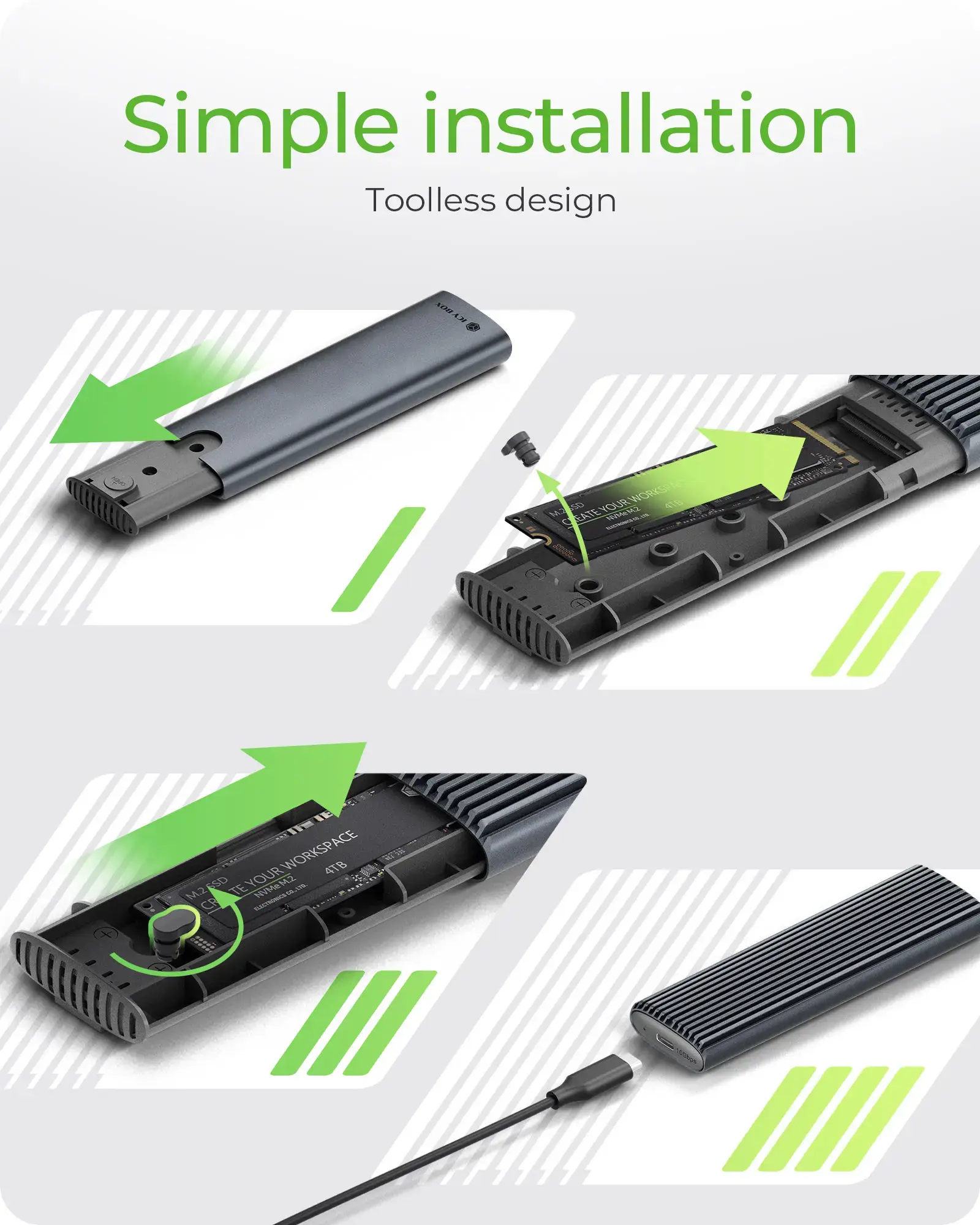 Raidsonic | M.2 NVMe and SATA SSD Enclosure via USB Type-C | IB-1808MCT-CU31