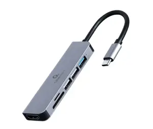 GEMBIRD A-CM-COMBO6-02 Kelių prievadų adapteris C tipo USB 6in1 šakotuvas + HDMI + kortelių skaityt…