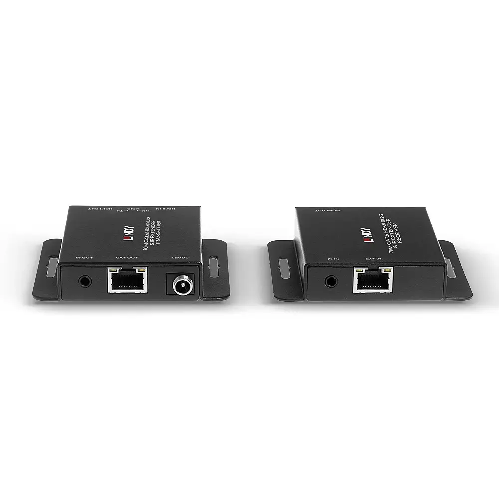 Lindy 70m Cat.6 HDMI 4K30 and IR Extender with PoC and Loop Out, 3840 x 2160 pixels, AV transmitter & receiver, 70 m, Wired, Black, HDCP