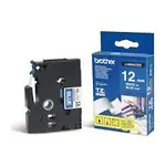 Brother laminuota juosta 12 mm, balta ant mėlynos spalvos, TZe, terminis perkėlimas, Brother, PT-1280HK, PT-1280SN, PT-1280KT, PT-D200HK, PT-1100SN, PT-1100KT, PT-2100VP, PT-2730, PT-7600,..., 1,2 cm