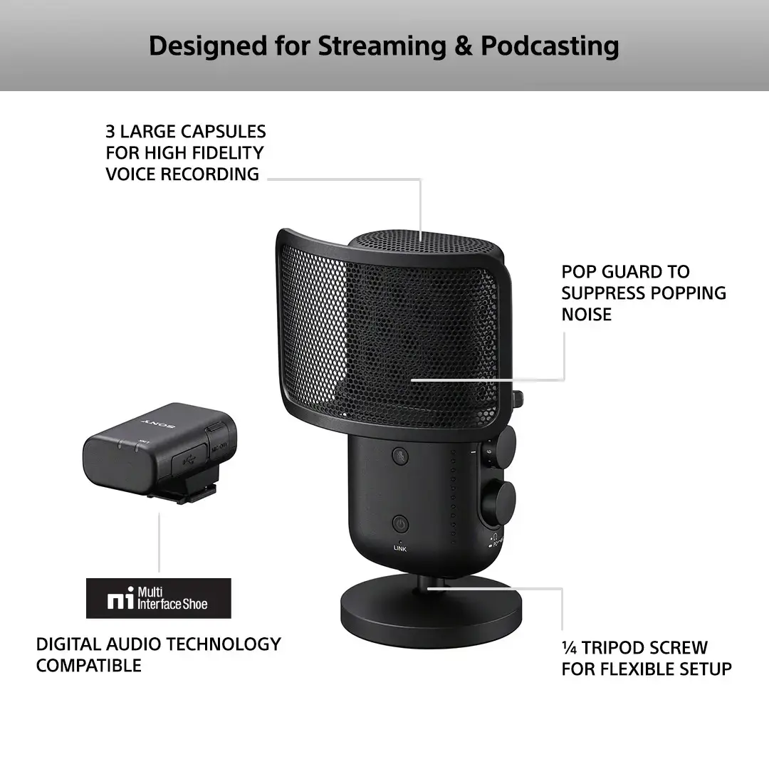 "Sony ECM-S1", Skaitmeninio fotoaparato mikrofonas, 24 bitų, 48 kHz, laidinis ir belaidis, "Bluetooth/3,5 mm", 150 m