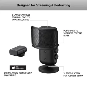 "Sony ECM-S1", Skaitmeninio fotoaparato mikrofonas, 24 bitų, 48 kHz, laidinis ir belaidis, "Bluetooth/3,5 mm", 150 m