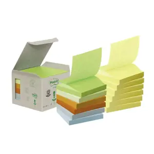 Lipnūs lapeliai POST-IT Z-note, ekologiški, 76 x 76 mm, geltona sp., 6 vnt./pak.