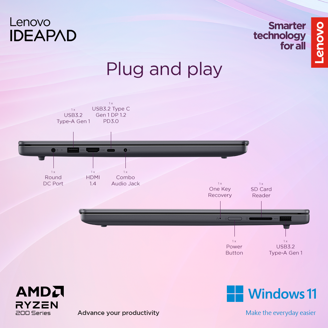 Nešiojamas kompiuteris Lenovo IdeaPad Slim 3 15AMN8, 7320U, 512 GB, 15,6 Coliai, Windows 11 Home