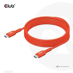 CLUB3D USB2 Type-C Bi-Directional Cable, Data 480Mb,PD 240W(48V/5A) EPR M/M 2m, 2 m, USB C, USB C, USB4 Gen 2x2, Red