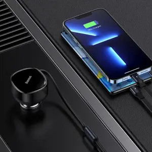 Baseus Enjoyment Car Charger with cable USB-C + Lightning 3A, 30W (Black)