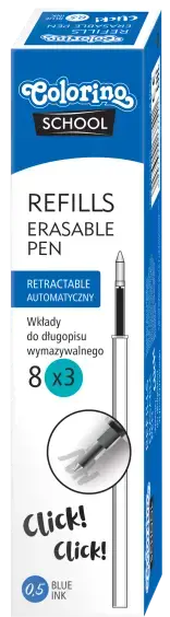Šerdelės automatiniam trinamam tušinukui COLORINO, 3vnt., 0,5 mm, mėlynos spalvos