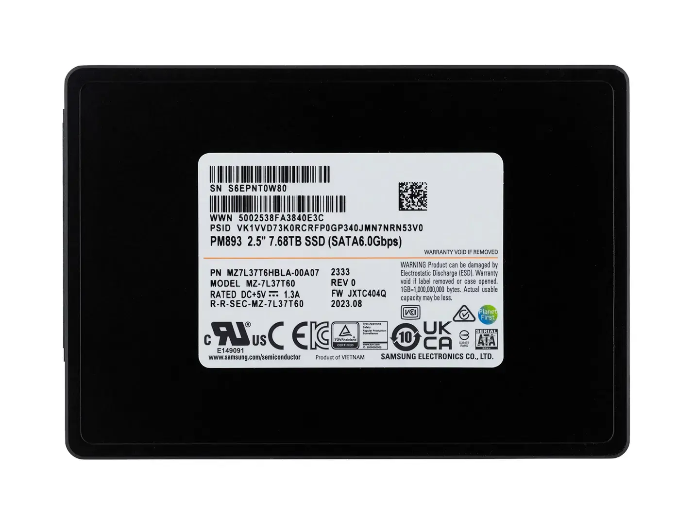 SSD diskas Samsung MZ7L37T6HBLA-00A07 8 TB, 2.5", Serial ATA III