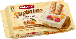 Sluoksniuotos tešlos sausainiai, glazūruoti BALOCCO, Sfogliatine Glassate, 200 g