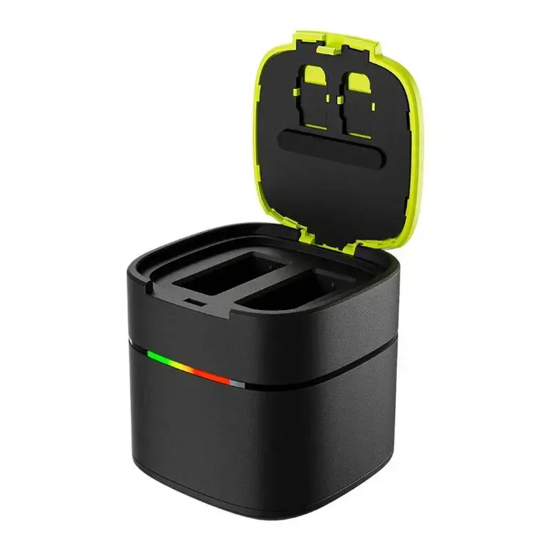 TELESIN Box dviejų kanalų įkroviklis + 2 akumuliatoriai, skirti "GoPro Hero 11 / 10 / 9" (greitas įkrovimas)