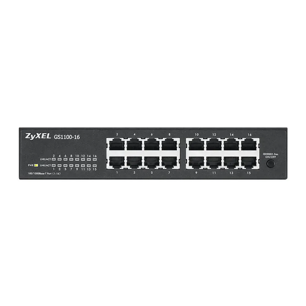 Zyxel GS1100-16, nevaldomas, Gigabit Ethernet (10/100/1000), montuojamas į stovą, montuojamas ant sienos