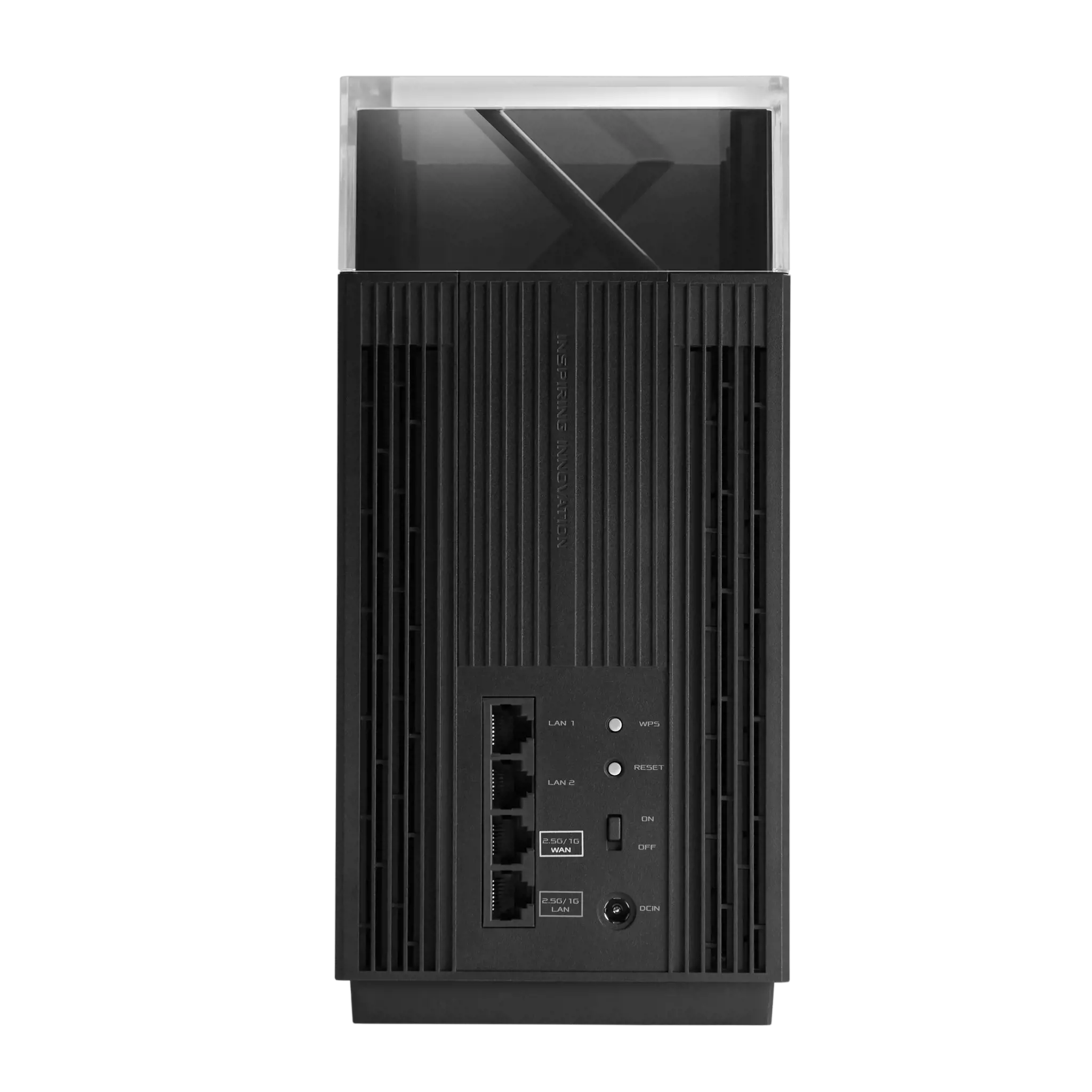 ASUS ZenWiFi Pro ET12, juodas, vidinis, maitinimo, būsenos, trijų dažnių (2,4 GHz / 5 GHz / 6 GHz), "Wi-Fi 6E" (802.11ax), 802.11a, 802.11b, 802.11g, "Wi-Fi 4" (802.11n), "Wi-Fi 5" (802.11ac), "Wi-Fi 6" (802.11ax), "Wi-Fi 6E...