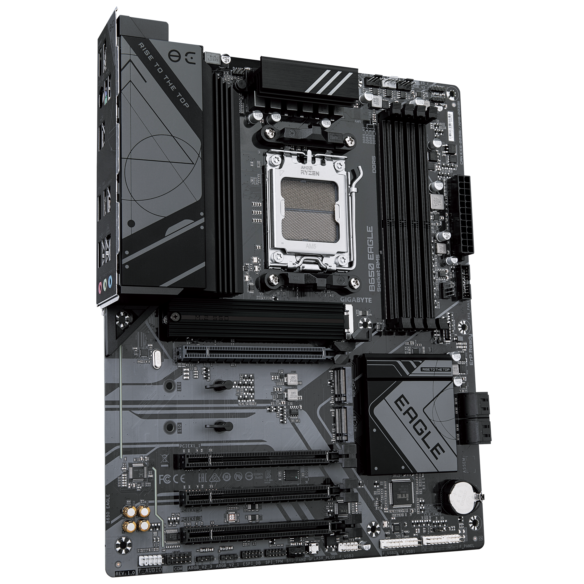GIGABYTE B650 EAGLE Motherboard - Supports AMD Ryzen 9000 CPUs, 12+2+2 Phases Digital VRM, up to 7600MHz DDR5 (OC), 1xPCIe 5.0 + 2xPCIe 4.0 M.2, GbE LAN, USB 3.2 Gen2, AMD, Socket AM5, AMD Ryzen™ 5, AMD Ryzen 7 7th Gen, AMD Ryzen 9 7th Gen, Socket AM5, 192 GB, DDR5-SDRAM