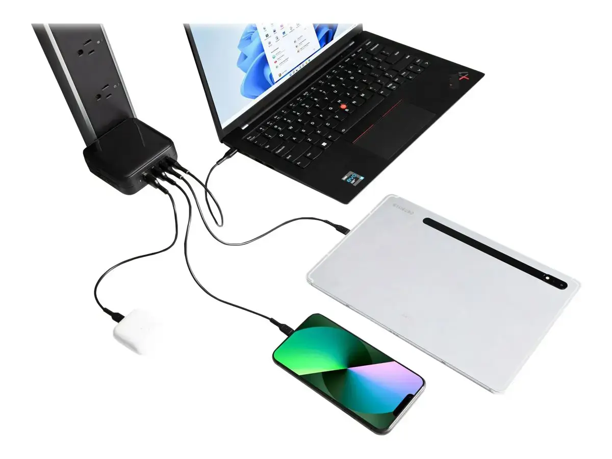 TARGUS 100W Gan įkroviklis su keliavimo adapteriais