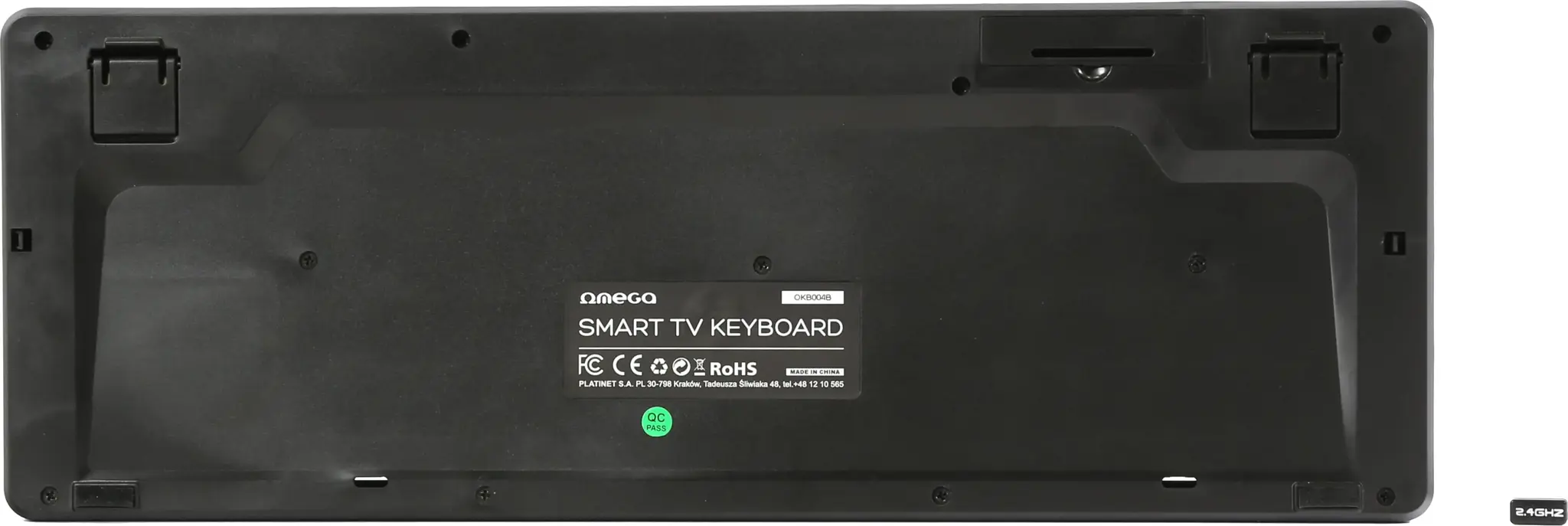 Omega OKB004B belaidė klaviatūra + jutiklinė planšetė, skirta išmaniajam televizoriui | Android | MacOS | Linux | iTV | 2,4 Ghz USB juoda (LAT)