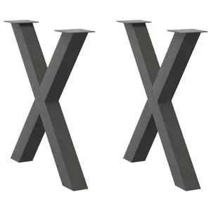 Valgomojo stalo kojos, X formos, 2 vnt., antracito spalvos, 70x(72-73) cm, plienas