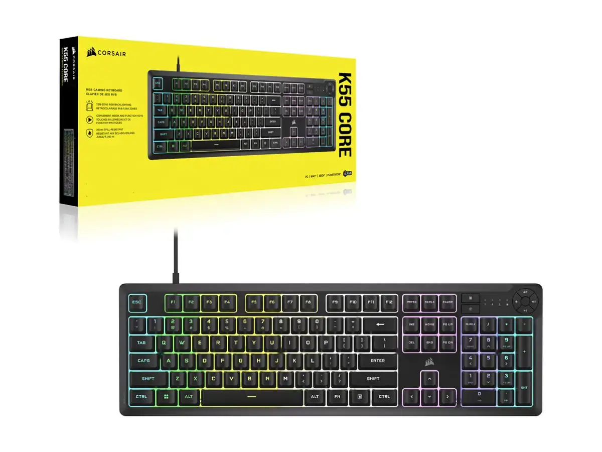 Corsair K55 CORE RGB | Gaming keyboard | Wired | NA | Black