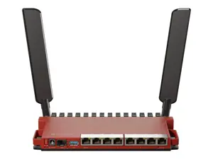 MikroTik maršrutizatorius L009UiGS-2HaxD-IN 802.11ax, 10/100/1000 Mbps, Ethernet LAN (RJ-45) prievadai 8, išorinės antenos tipas, 1x USB 3.0 A tipo