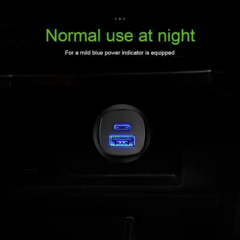 "Baseus" kvadratinis metalinis automobilinis įkroviklis USB+Type-C 30W PPS (PD3.0/QC4.0/SCP/AFC) juodas (juodas)