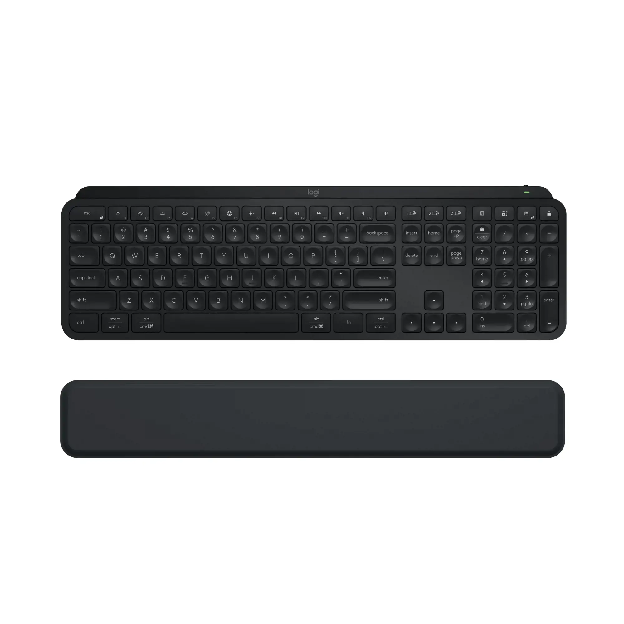 Logitech MX Keys S Combo, Wireless, RF Wireless + Bluetooth, Scissor key switch, QWERTY, LED, Graphite