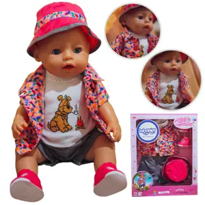 WOOPIE spalvotas kostiumėlis lėlei (striukė, kepurė) 43-46 cm