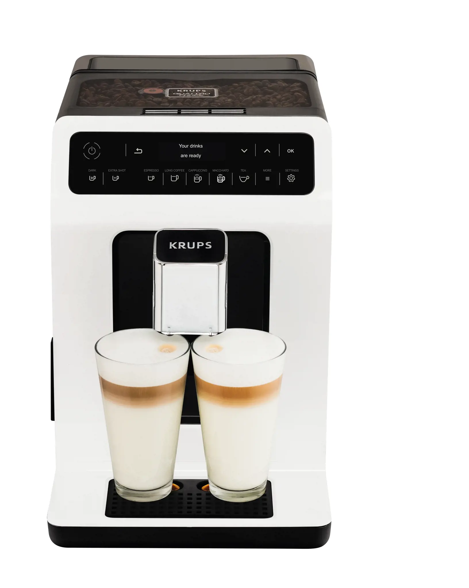 Krups Evidence EA8901, Espresso machine, 2.3 L, Coffee beans, Built-in grinder, 1450 W, White
