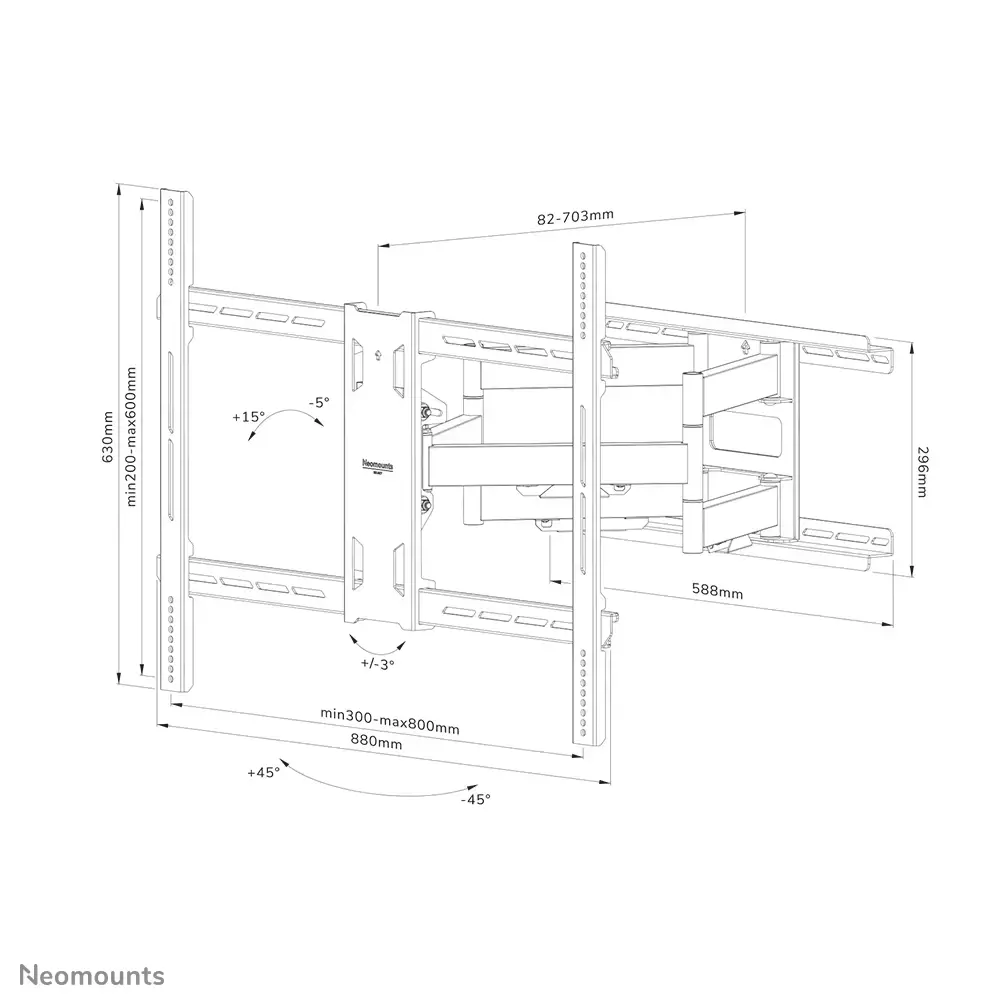"Neomounts by Newstar" Pasirinkite "Neomounts" sunkų televizoriaus sieninį laikiklį, 125 kg, 139,7 cm (55"), 2,79 m (110"), 800 x 600 mm, aukščio reguliavimas, juodas