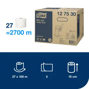 Tualetinis popierius TORK ADVANCED COMPACT T6,127530, 2 sl., 9.9 cm x 100 m, balta sp.