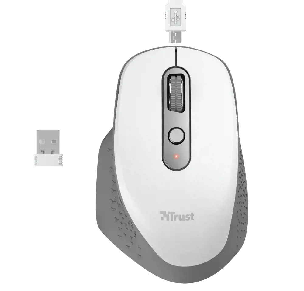 "Trust Ozaa", dešinės rankos, optinis, RF belaidis, 2400 DPI, baltas