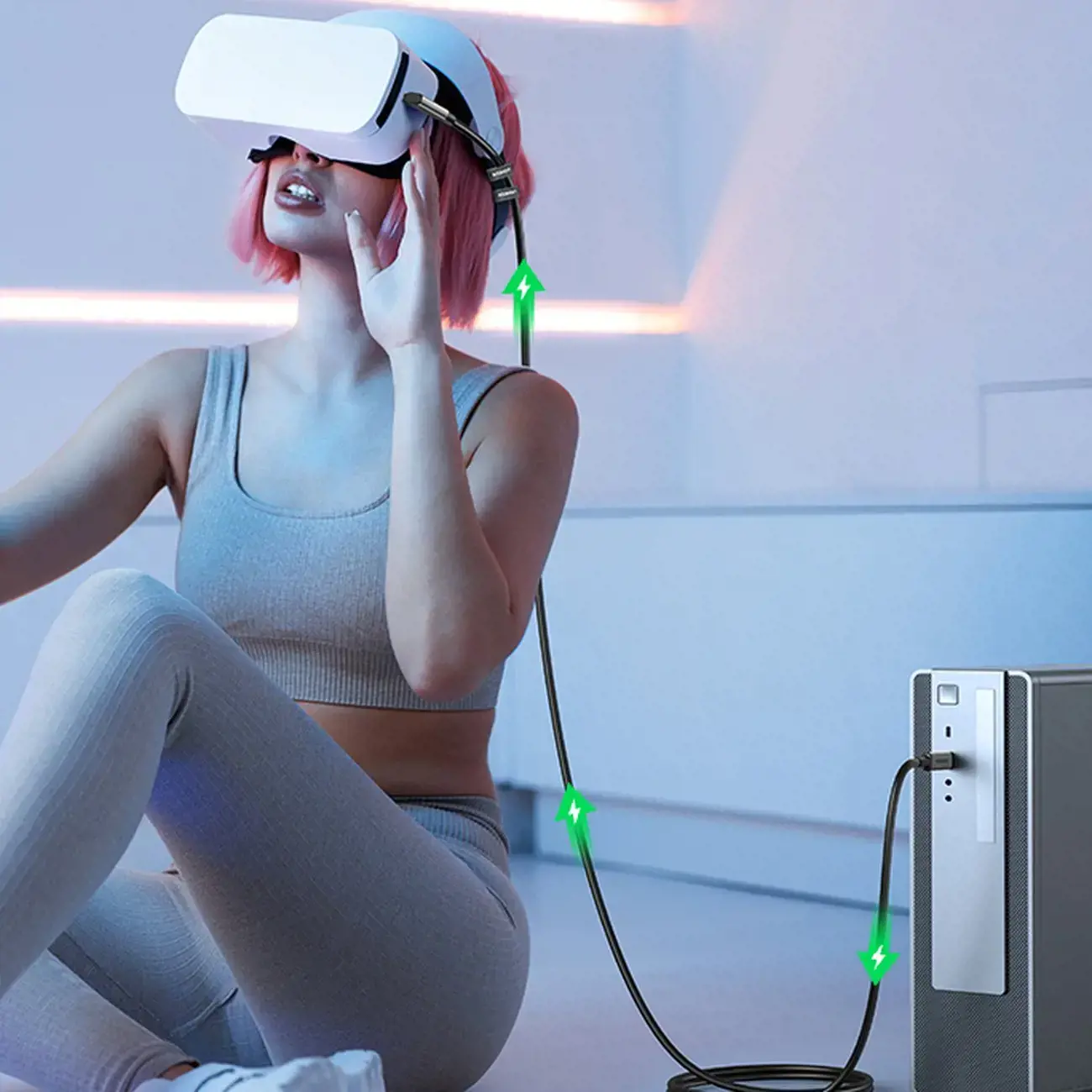 Ugreen angled cable USB Type C - USB Type C for charging 60W | data transmission with VR goggles support (e.g. Oculus Quest 2) 5m black (US551)