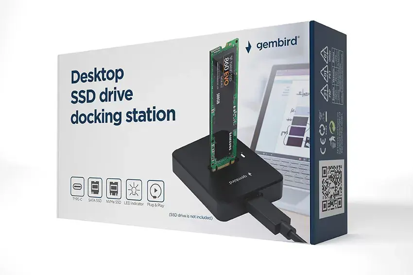 GEMBIRD Stalinio USB Type-C M.2 SATA NVME SSD disko prijungimo stotelė juoda