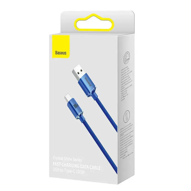 Baseus crystal shine series fast charging data cable USB Type A to USB Type C 100W 2m blue (CAJY000503)