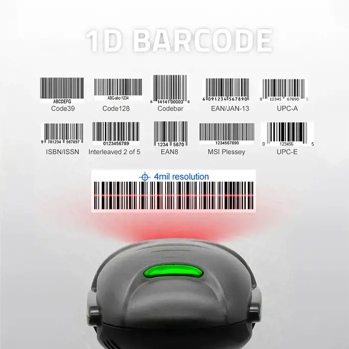 QOLTEC 50876 Lazerinis skeneris 1D USB juodas