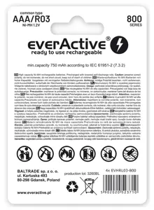 Įkraunamos baterijos everActive Ni-MH R03 AAA 800 mAh Silver Line