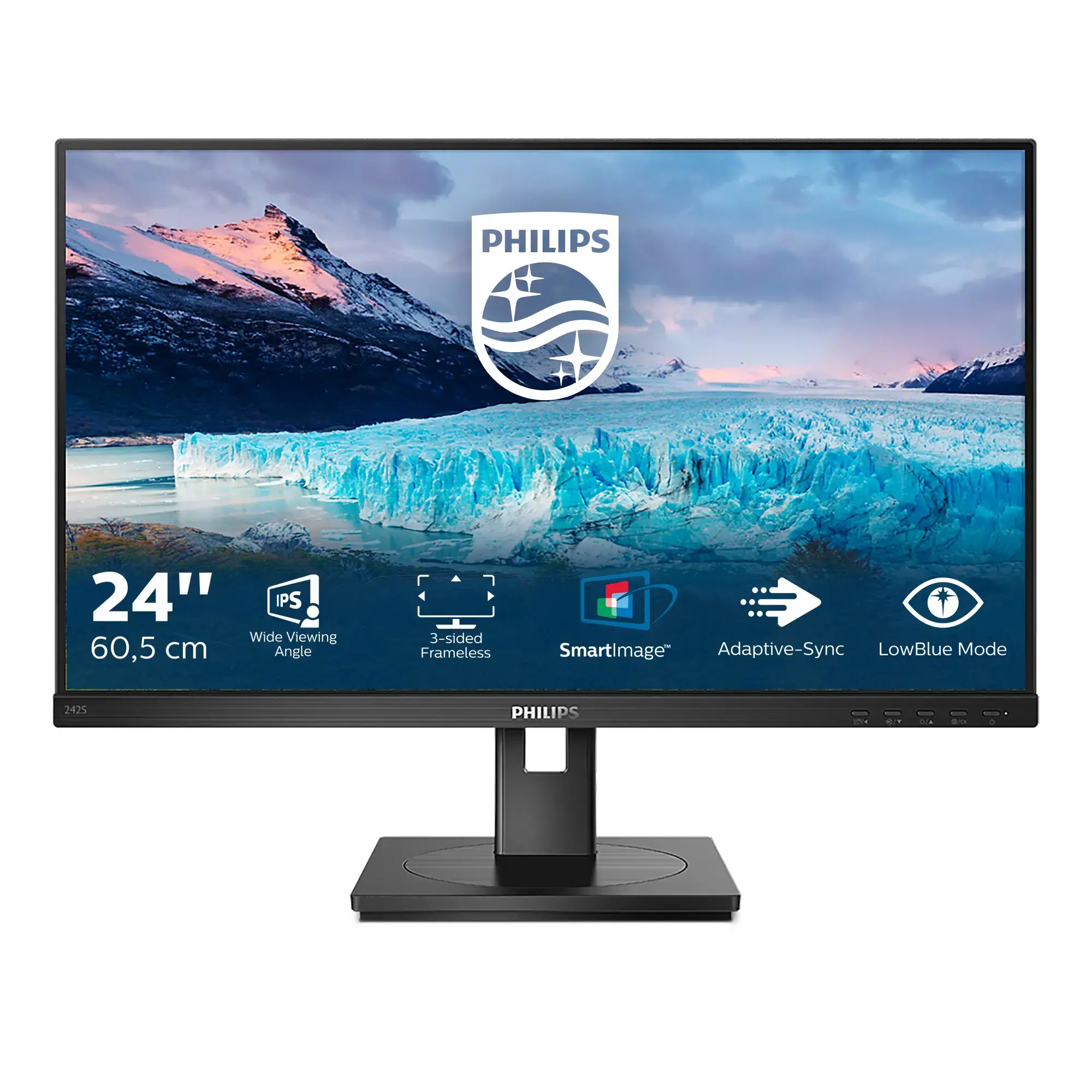 Monitorius Philips S Line 242S1AE/00, 60.5 cm (23.8"), 1920 x 1080 pixels, Full HD, LED, 4 ms, Black