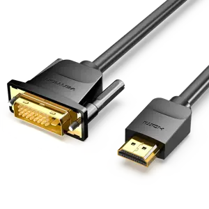 "Vention" HDMI ir DVI kabelis 1M, juodas, 1 m, HDMI A tipo (standartinis), DVI-D, vyriškas, vyriška…