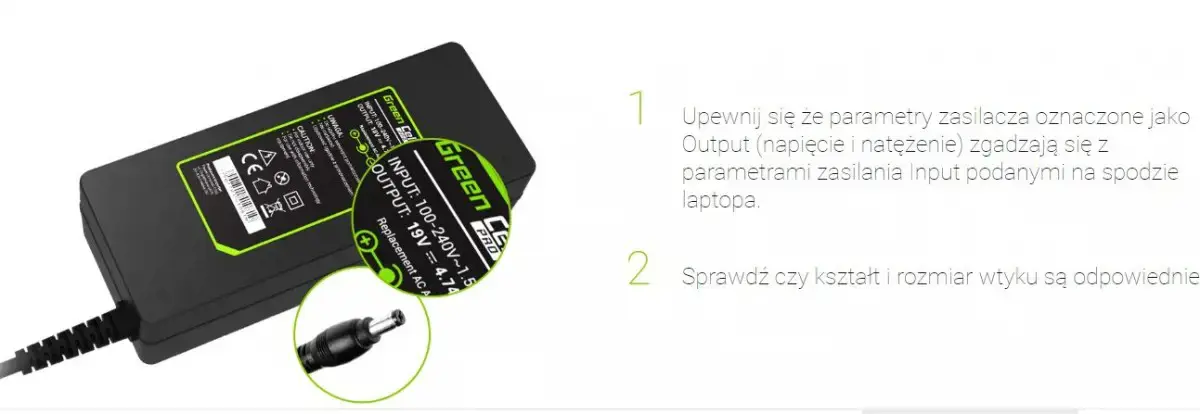 GREENCELL AD27AP Green Cell PRO įkroviklis / kintamosios srovės adapteris, skirtas "Toshiba Asus" 90W 19V 4.74A 5.5mm-2