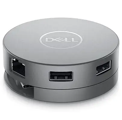 DELL USB-C mobilusis adapteris - DA310, laidinis, USB 3.2 Gen 2 (3.1 Gen 2) Type-C, 10,100,1000 Mbps, sidabrinis, 3840 x 2160 pikselių, 1920 x 1080 pikselių