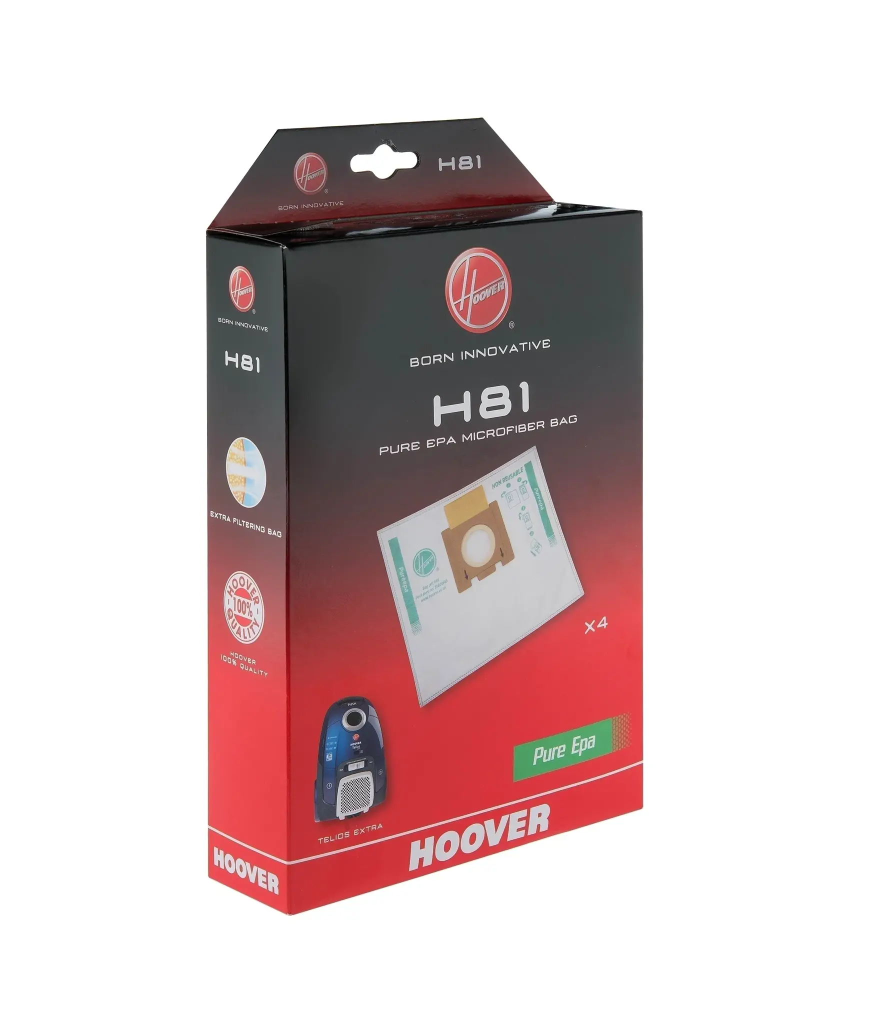 Hoover | Pure Epa microfiber Vacuum cleaner bags | H81, | White