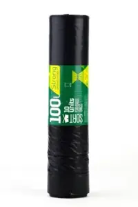 Šiukšlių maišas SORTEX, juodas, užtraukiamas, 100 L x 10vnt. 35MK