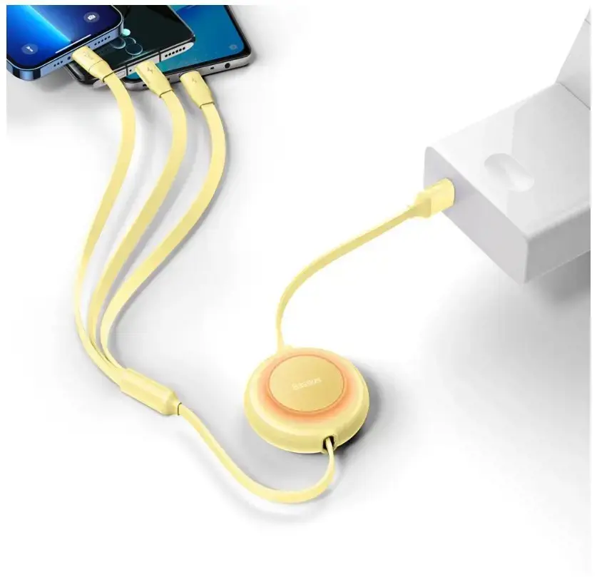 Baseus Bright Mirror 2 3in1 USB Type A cable - micro USB + Lightning + USB Type C 3.5A 1.1m yellow (CAMJ010011)