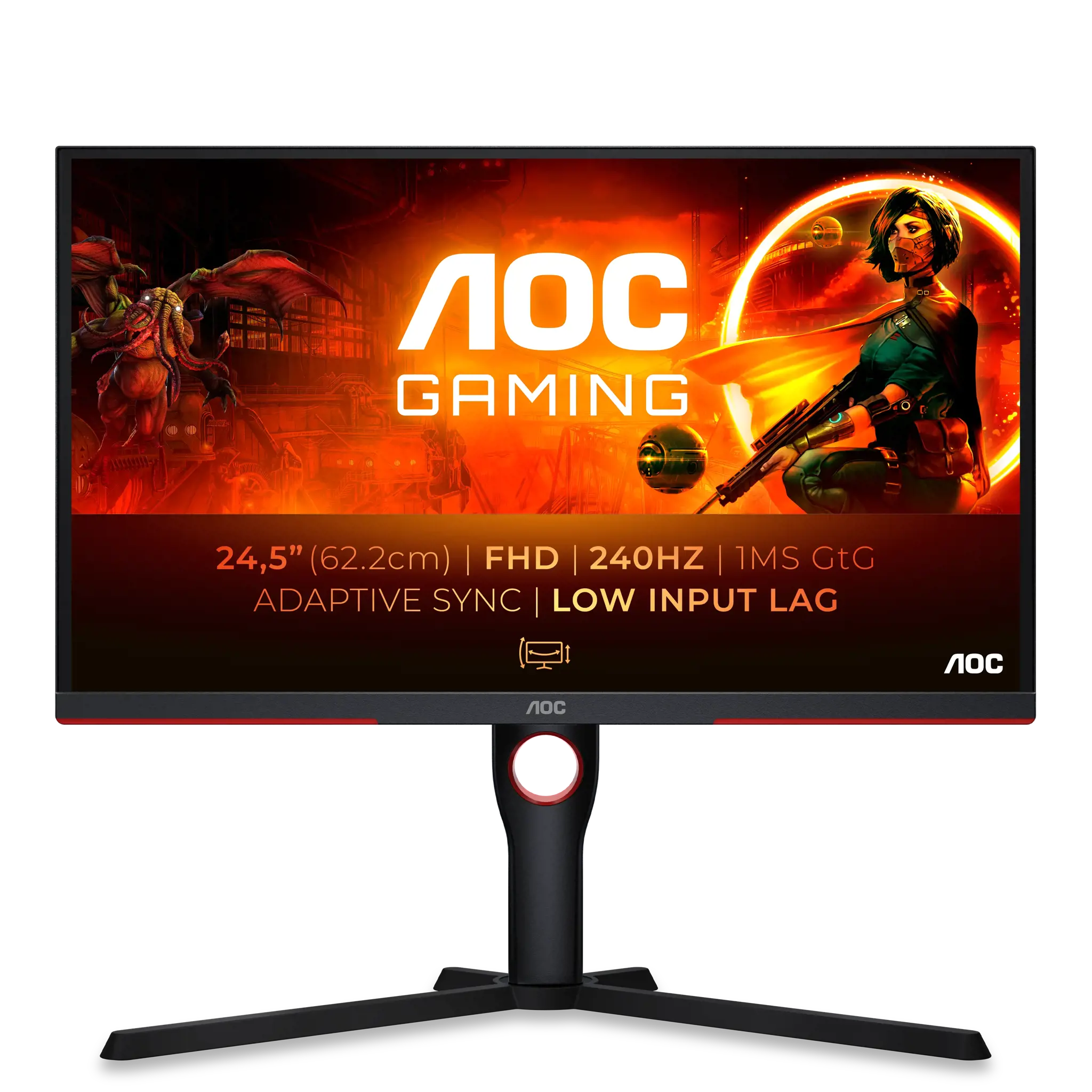 Monitorius AOC 24.5inch 1920x1080 VA Flat HAS DP 2xHDMI Brightness 300cd/m2 AOC Gaming