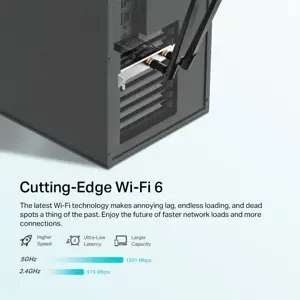 TP-Link AX1800 "Wi-Fi 6 Bluetooth 5.2 PCIe" adapteris, vidinis, belaidis, "PCI Express", WLAN / "Bluetooth", 1800 Mbps, juodas