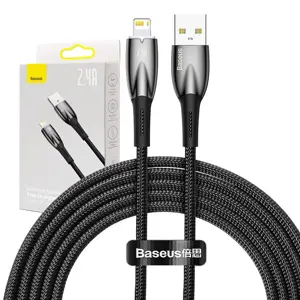 USB ir "Lightning Baseus Glimmer" kabelis, 2,4 A, 2 m (juodas)