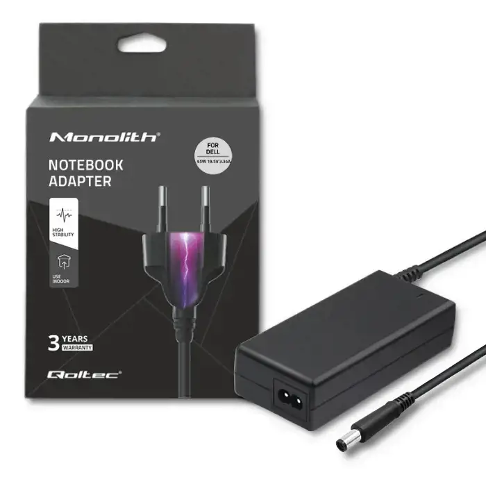 QOLTEC 51519 Nešiojamojo kompiuterio kintamosios srovės maitinimo adapteris Qoltec Dell 65W 3.34A 19.5V 7.4 5.0+pin